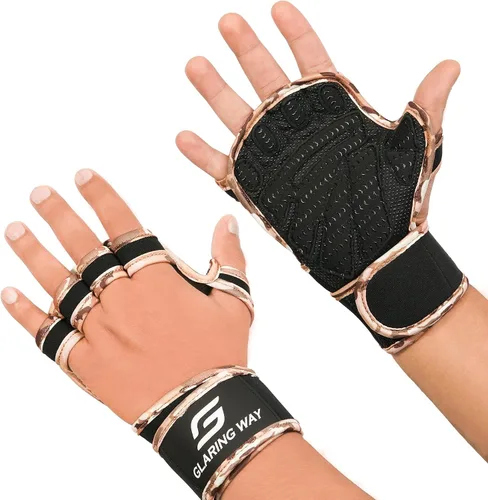 Vista 8 de Guantes de levantamiento de peso acolchados de neopreno Glaring Way para hombres y mujeres - Guantes de entrenamiento ventilados para atletas