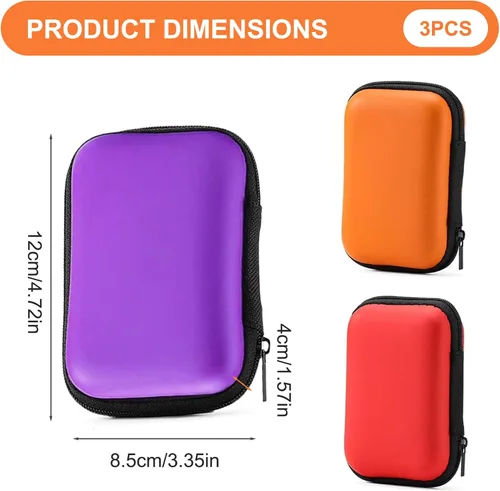 Vista 6 de Estuche de almacenamiento de EVA impermeable, 3 piezas de funda rígida con cremallera para cables, banco de energía y disco duro/4.72x3.35x1.5