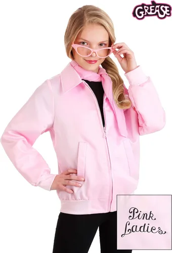 Vista 2 de Grease Kids Pink - Disfraz de chaqueta y bufanda para mujer color rosa