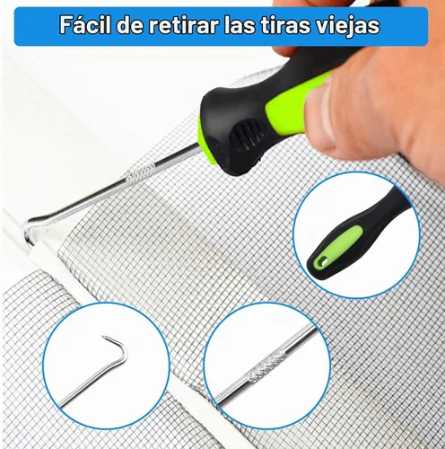 Vista 7 de Kit de reparación de pantalla de ventana, kit de herramientas de reparación de rodillos de malla con clips de instalación de pantalla, kit