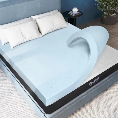 Vista 8 de COOL GEL Cubrecolchón de Espuma Viscoelástica, Espuma Viscoelástica Infundida con Gel Frío, Suave y de Soporte, Certificado CertiPUR