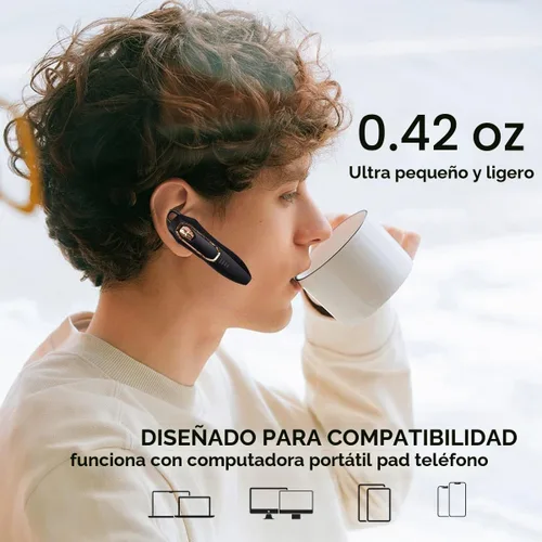 Vista 5 de Auricular Bluetooth V5.4, auricular Bluetooth con micrófono, cancelación de ruido, manos libres Bluetooth para teléfono celular con 36 horas
