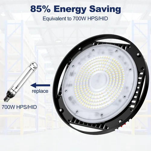 Vista 7 de CINOTON Luz LED UFO de Bahía Alta de 100W, Luces LED de Aluminio para Tienda con 15000LM, Iluminación de Bahía Comercial de 5000K para Almacén