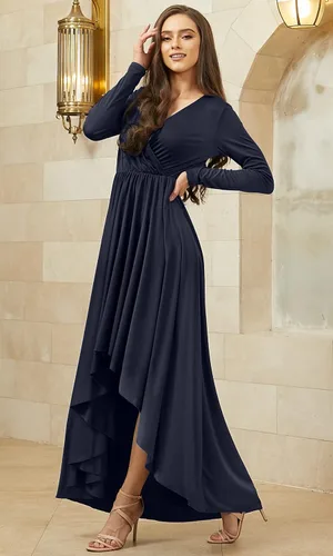 Vista 4 de KOH KOH Vestido de cóctel formal de otoño e invierno con abertura para mujer