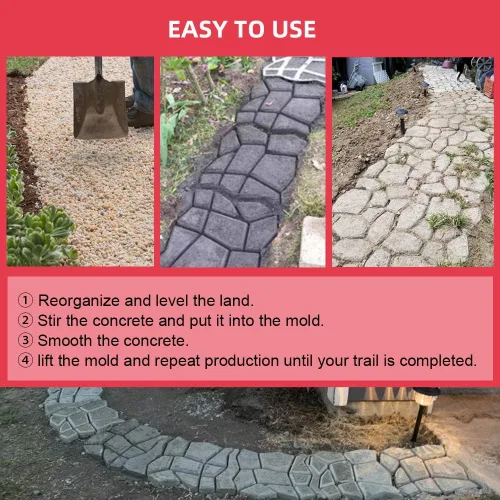 Vista 8 de Anothera Moldes reutilizables para caminos de hormigón de 17 x 17 x 1.6 pulgadas, moldeo de piedra Pathmate, pavimentadora de patio, césped, jardín