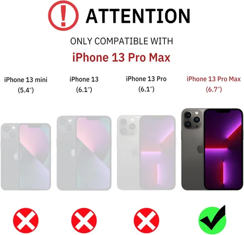 Vista 7 de CUSTYPE Funda para iPhone 13 Pro Max de 6.7 pulgadas con soporte, funda de cuero delgada con soporte de 2 vías, compatible con MagSafe, funda