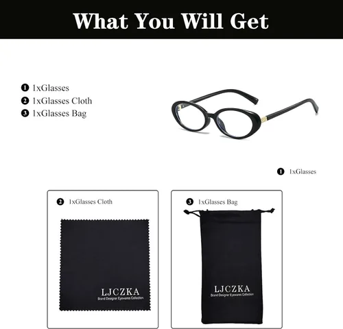 Vista 5 de LJCZKA Lentes ovalados con bloqueo de luz azul para mujeres y hombres, pequeños anteojos ovalados para computadora, antifatiga ocular para leer