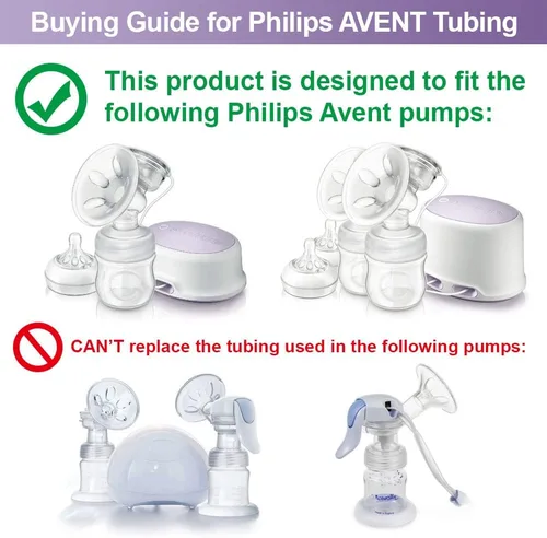 Vista 2 de Tubo de repuesto compatible con extractor de leche Avent Comfort, sustituye a los tubos Avent o a los tubos Philips; paquete al por menor, 2