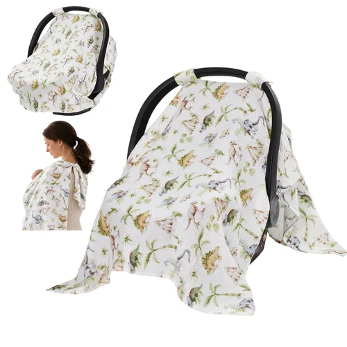 Vista 11 de SERAPHY Fundas de asiento de automóvil 100% muselina de algodón para bebés, funda universal para asiento de automóvil de bebé, cubierta de asiento