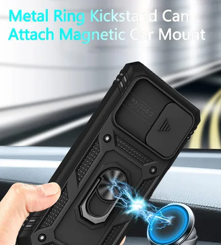 Vista 3 de Funda para Galaxy A13 5G, funda para Galaxy A04S con 3 protectores de pantalla de vidrio templado con soporte de anillo integrado + cubierta