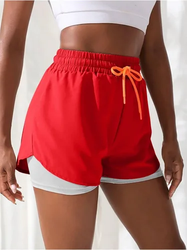 Vista 4 de YOAKUKA Pantalones cortos de entrenamiento 2 en 1 para mujer, para gimnasio, yoga, correr, ciclismo, tenis, faldas de verano
