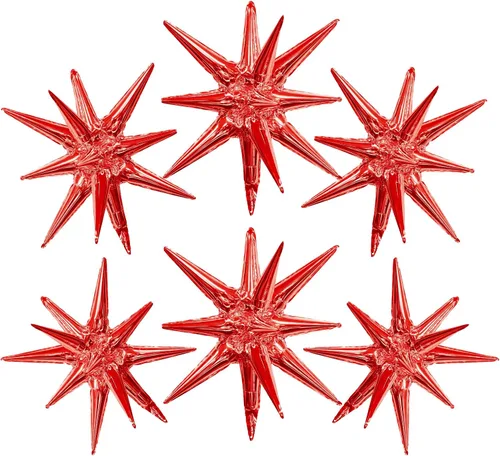 Vista 18 de Globos de aluminio con forma de estrella negra, 6 unidades, globo de explosión de estrella, globo de 22 pulgadas, globos grandes de Mylar