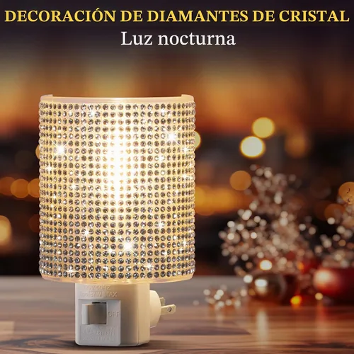 Vista 5 de Luz nocturna LED de cristal con enchufe giratorio de 360° para un ambiente