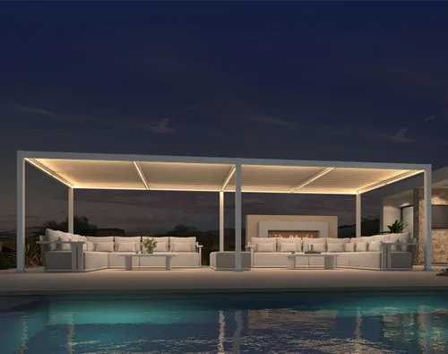 Vista 25 de PURPLE LEAF - Pergola con listones de 11 x 18 pies, marco de aluminio blanco para patios