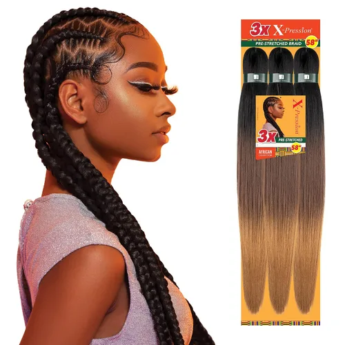Vista 9 de Sensationnel X-Pression - Trenzas pretensadas 10X de 48 pulgadas, 1 color negro azabache Cabello trenzado, Kanekalon, ignífugo, sintético, trenzas