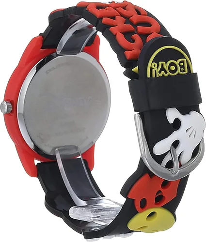 Vista 5 de Disney Mickey Mouse Kids - Reloj analógico de cuarzo con correa 3D para niños, Negro, Reloj de cuarzo