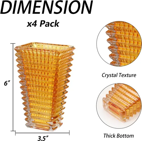 Vista 7 de MCMCNCUIU Juego de 4 jarrones de cristal, jarrones de cristal ámbar, jarrón de cristal para centros de mesa, moderno florero para sala de estar