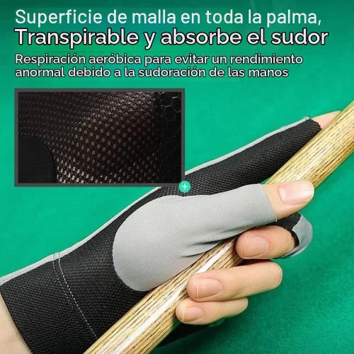 Vista 5 de Gofidin 2 guantes de piscina transpirables, de elastano, para mano izquierda, tres dedos, accesorios de entrenamiento de billar