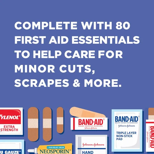 Vista 7 de BAND-AID Brand Travel Ready Kit portátil de primeros auxilios de emergencia, cuidado de heridas menores, perfecto para el hogar, automóvil, camping