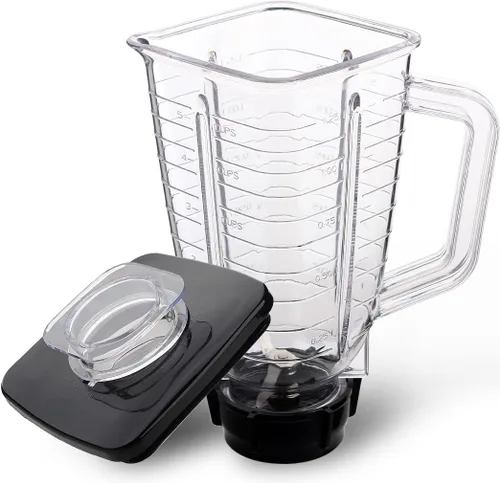 Vista 2 de Piezas de repuesto Tarro de plástico cuadrado de 5 tazas con tapa, compatible con licuadoras Oster