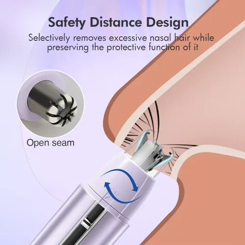 Vista 7 de TOUCHBeauty - Cortadora eléctrica de pelo de nariz para hombres y mujeres, recortadora de hoja giratoria sin dolor, cabeza impermeable desmontable