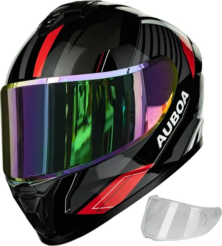 Vista 9 de Cascos de motocicleta para adultos, hombres y mujeres, casco ligero de cara completa para bicicleta de calle, carreras, DOT con visera extra