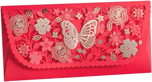 Vista 4 de 8 sobres rojos chinos, bolsillo para dinero, organizador de accesorios de fiesta, envolop para ocasiones de negocios, tarjetas invitadas, bodas