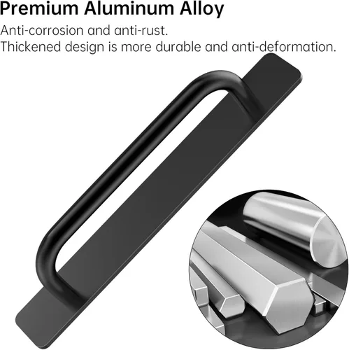 Vista 3 de NiHome Manijas autoadhesivas para puerta de gabinete, paquete de 2 tiradores de aleación de aluminio de 5.8 pulgadas para acceso instantáneo a