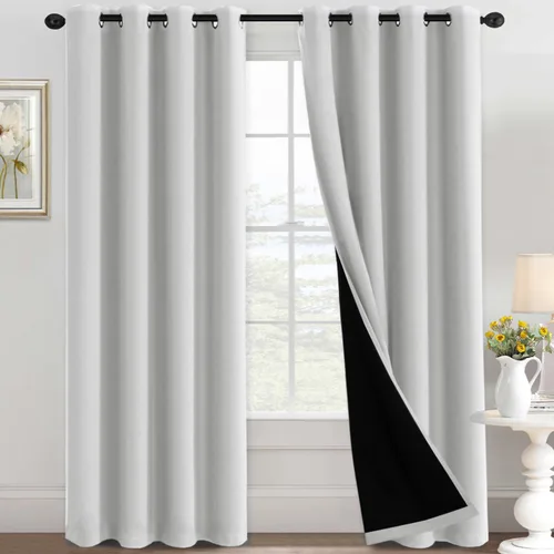 Vista 8 de H.VERSAILTEX Cortinas 100% de opacidad con aislamiento térmico, cortinas opacas completas para sala de estar, cortinas de ventana de eficiencia