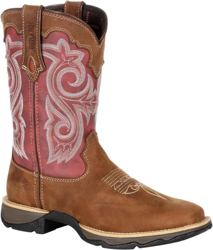 Vista 8 de Durango Bota Rebel de 10" para Mujer Briar marrón y rojo oxidado.
