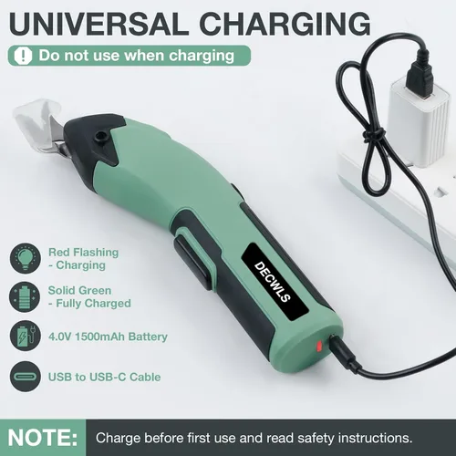 Vista 6 de Tijeras eléctricas inalámbricas para tela, tijeras de cartón recargables de 4 V con 3 cuchillas afiladas reemplazables, tijeras eléctricas