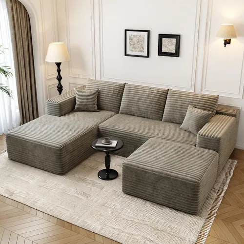 Vista 11 de Sofá seccional modular Cloud de 107.5 pulgadas con 1 otomana, sofás tapizados modernos minimalistas, cómodo sofá en forma de U para sala de estar