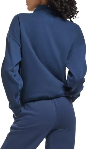 Vista 3 de Tommy Hilfiger Women's Gathered Hem with Bungee Kanga Pocket Ring Puller on Zipper Quarter Zip