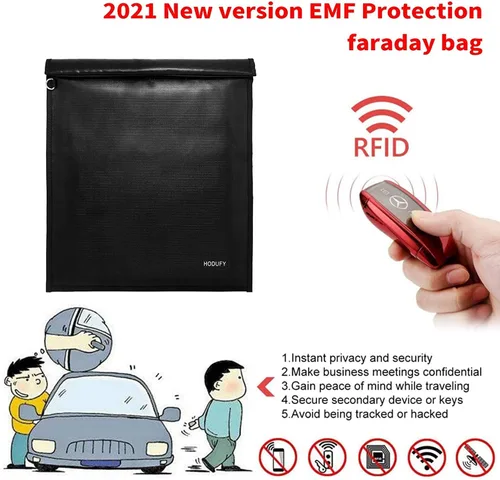 Vista 6 de Bolsa Faraday para Portátiles y Tabletas y Llaves de Coche - Paquete de 3 Jaulas Faraday, Protector de Llavero Faraday, Bolsa RFID Ignífuga e