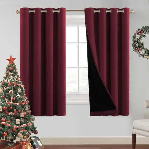 Vista 39 de PrinceDeco Cortinas 100% opacas de 54 pulgadas de largo, completamente opacas, tratamiento de ventanas, cortinas forradas con aislamiento térmico