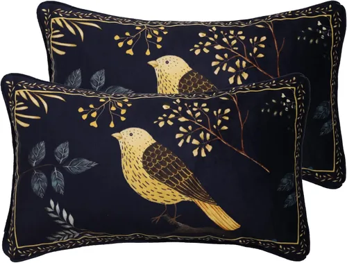 Vista 104 de patdrea Funda de almohada de terciopelo francés de diseño, 18 x 18 pulgadas Aviario