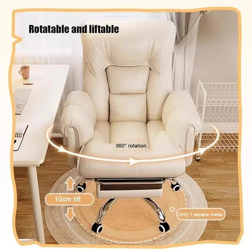 Vista 5 de Big and Tall Heavy Duty Executive Desk Chair 450Lb Capacity High Back Reclining with Footrest Lumbar Support Ergonomic Leather Seating,White-One