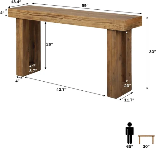 Vista 2 de HOKYHOKY Reclaimed Solid Wood Console Table, 59" Long Entryway Table