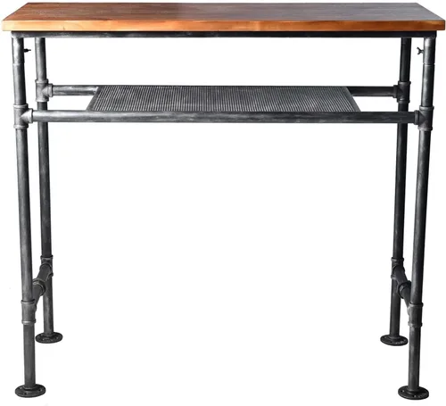 Vista 3 de Juego de mesa de bar y taburete de bar de 5 piezas, mesa de bar rectangular industrial con estante adicional para Stroage y encimera de cocina