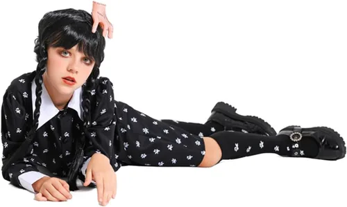 Vista 5 de Disfraz gótico de princesa para niñas, disfraz de Halloween con accesorios para fiesta de cumpleaños