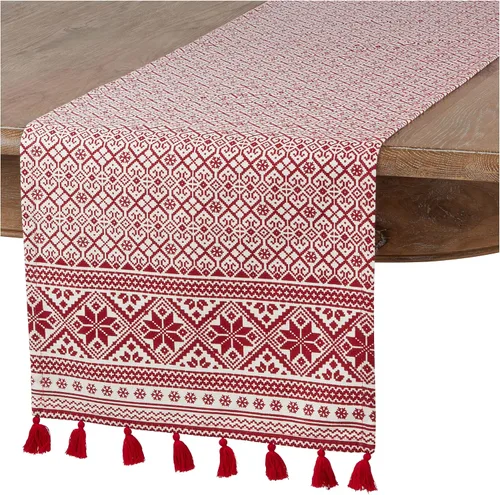 Vista 5 de Mantel individual rojo con patrón de Navidad, 14 x 20 pulgadas, rectangular, 100% algodón, (4 piezas).