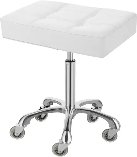 Vista 10 de Kaleurrier Taburetes resistentes con ruedas, taburete ajustable sin respaldo de 400 libras, silla giratoria para superficie de altura de mostrador