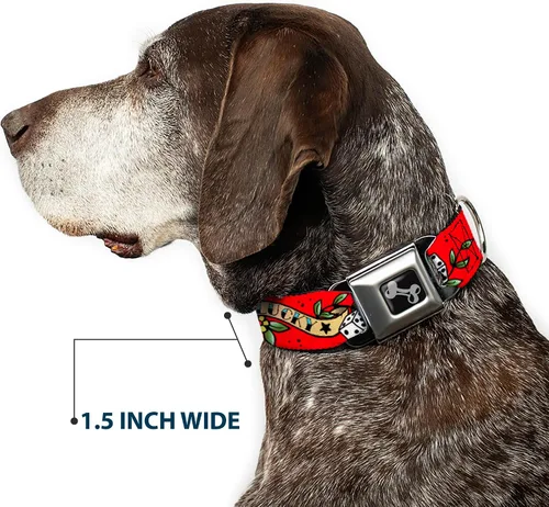 Vista 7 de Buckle-Down Collar de perro hebilla de cinturón de seguridad rojo de la suerte 9 a 15 pulgadas 1.0 pulgadas de ancho, multicolor (DC-W31229-S) 1.0