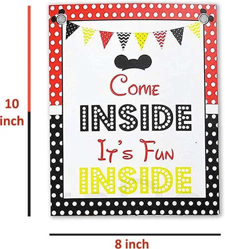 Vista 7 de Encantadoras decoraciones de cumpleaños de Mickey Mouse, 4 carteles de fiesta de Mickey, 8 x 10 pulgadas