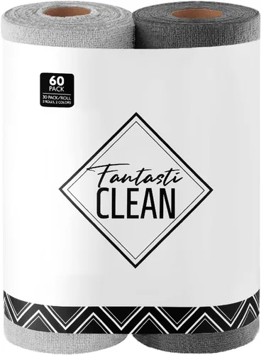 Vista 17 de Fantasticlean Rollo de paño de limpieza de microfibra, paquete de 40, toallas de microfibra extraíbles, 12 x 12 pulgadas, reutilizables, lavables