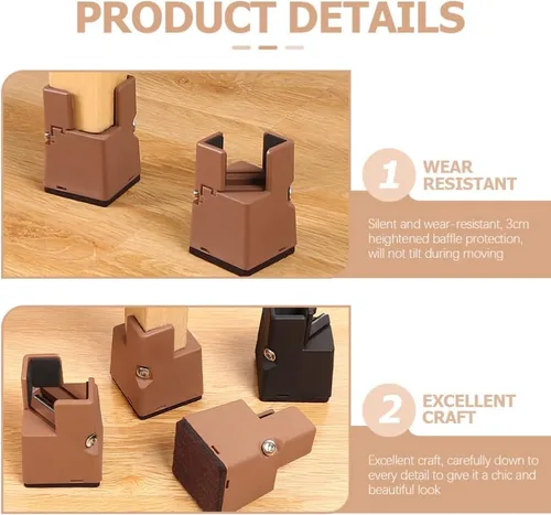 Vista 4 de Toddmomy 4 elevadores de silla ajustables con abrazadera de tornillo resistentes para sofá, mesas, muebles de cama, elevadores de silla, patas