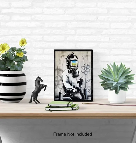 Vista 4 de Banksy - Mural urbano urbano de 8 x 10 pulgadas, decoración de pared de arte moderno y contemporáneo para el hogar, apartamento, oficina