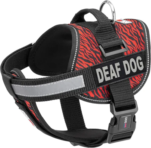 Vista 24 de Dogline Unimax - Arnés para perro con parches para perros sordos reflectantes sin tirones, correas ajustables, neopreno transpirable para médicos