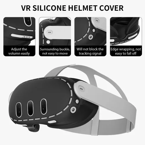 Vista 3 de Accesorios VR para Meta Quest 3, juego de funda protectora de silicona 2 en 1 y funda de agarre para controlador compatible con Meta Oculus Quest 3