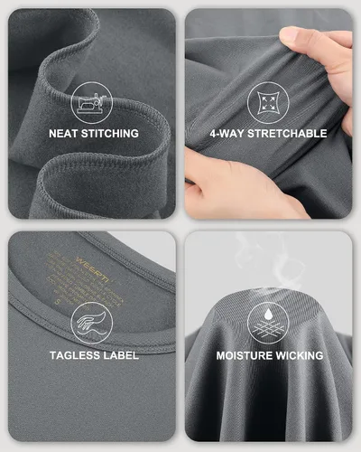 Vista 4 de WEERTI Ropa interior térmica para hombre, capa base de tela polar con forro polar